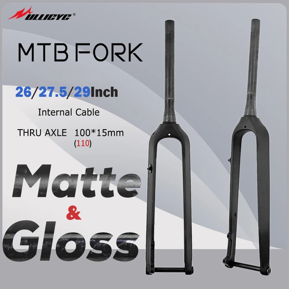 Java 3K Carbon MTB Fork,Straight Tube 100/110mm TA Thru Axle,26/27.5/29in MTB Bicycle Fork