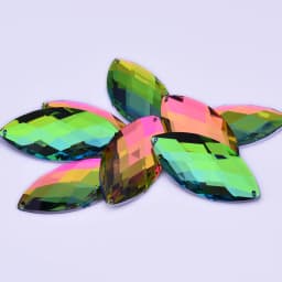 JUNAO 30*62mm Sew On Large Crystal AB Rhinestone Sewing Horse Eye Acrylic Stones Appliques Flat Back Strass Diamond
