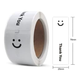 120Pcs/roll Smiling Face Black and White Thank You Rectangular Seal Sticker Gift Sticker for Homemade Packaging Decoration Label