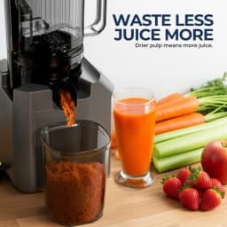 ROUNY Cold Press Extractor with Filter-Free, Easy Clean Electric Fruit Slow Juicer Machine with 130mm Large Feed Caliber, Black
