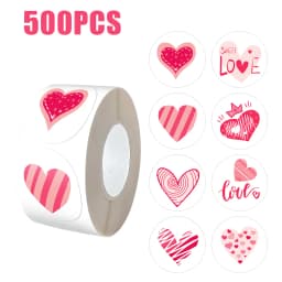 100-500pcs Red Heart Stickers for Valentine's Day 2.5cm Baking Packaging Sticker Envelope Seals Love Decorative Stickers
