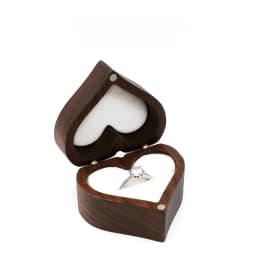 Classical Heart Shape Wedding Ceremony Ring Box Walnut Wood Jewelry Boxes Proposed Wedding Jewellery Storage Organizer Ring Box