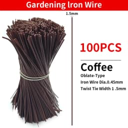 100PCS Gardening Cable Ties Reusable Oblate Iron Wire Twist Tie for Flower Plant Climbing Vines Multifunction Coated Fix Strings