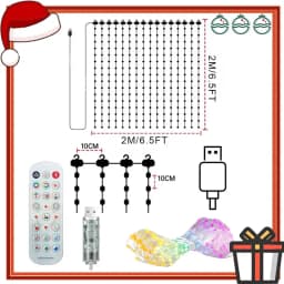 256/400LEDs Smart Curtain Lights Curtain String Lights Dynamic DIY Color Changing Pattern Text APP Remote for Home Party Decor