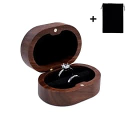Personalized Oval Walnut Wood Ring Box Velvet Liner Custom Laser Engraved Color Print Wedding Proposal Ring Bearer Gift for Her