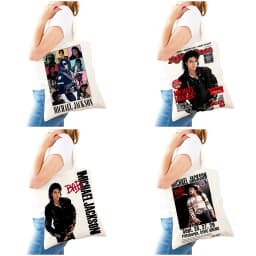 Michael Jackson Lady Shopping Bags Double Print Super Star Women Shopper Tote Bag Lightweight Album Girl Shop Satchel