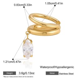 1pcs Delicate CZ Zircon Double Layer C-shape Chunky Cuff Earrings Stainless Steel No Piercing Cartilage Ear Clip Luxury Jewelry