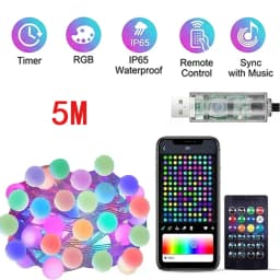 LED Fairy Light String Led Wire String Light Bluetooth APP Remote Control PVC Wire Dream Color Light Garden Party Wedding Decor