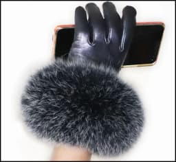 High-end Women's Colored Fox Fur Gloves Touch Screen Natural Leather Sheepskin Cycling Driving Winter Warm Plush Thick Mink Fur