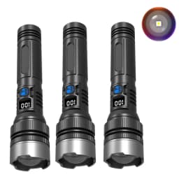 900000LM Powerful LED Flashlight Zoom Torch with Digital Display Portable Type-c Rechargeable Flashlights for Camping Hiking