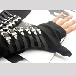 Handmade Punk Rock Roall Gloves Michael Jackson Tour Dirty Diana Armbraces Metal Buckle Black Cotton for Adults
