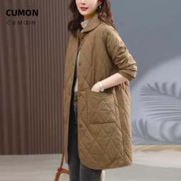 Thin Cotton Jacket Women's Mid-Length Lightweight Winter Coat Padded Outerwear Mom's Fashionable Spring Autumn Jacket
