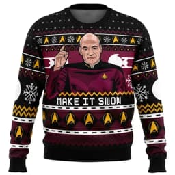 Jean-Luc Picard Star Trek Christmas Style Anime Movie Crew Ugly Christmas Hoodie Cosplay Costume Men's and Women's Fashion Top