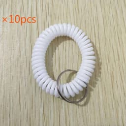 10pcs Lucky Line 2” Spiral Wrist Coil with Steel Key Ring, Multi-Color Flexible Wrist Band Key Chain Bracelet, Stretches to 12”,