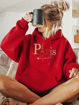 Basic Polyester Hoodie Alphabet Print 100_ Polyester Women Autumn and winter Comfortable Pullover Crewneck Loose Female Clothes