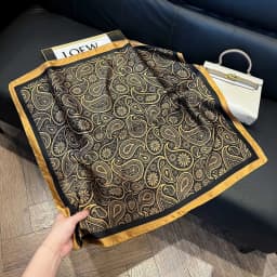 Luxury Brand Paisley Houndstooth Printed Square Scarf Soft Satin Thin Smooth Neck Scarf Sunscreen Headscarf For Women Head Wrap