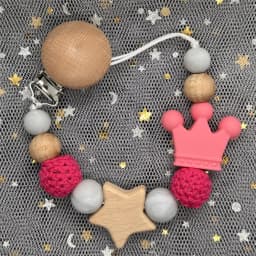 Custom Personalized Name Baby Pacifier Clip Bear Pacifier Chain Holder for Baby Teething Soother Chew Toy Food Grade Dummy Clips