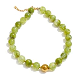 Yhpup Multi-color Resin Round Beads Chain Statement Necklace Bracelet Stainless Steel Popular Handmade Daily Trendy Jewelry Gift