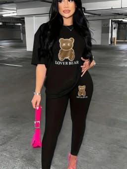 Autumn Winter Black Sweater Set Women's Loose Fit High Street Unisex Style Streetwear Sweatshirts Hoodie Loose Casual Clothing
