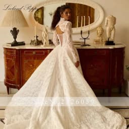 Lceland Poppy Customized Strapless A Line Lace Wedding Dresses Floor Length Illusion Bridal Gowns with Lace Jacket