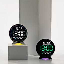 Digital Alarm Clock Week Date Second Hand Display Mood Light Dual Alarm Auto Dimmable Snooze Table Clock 12/24H DST LED Clock