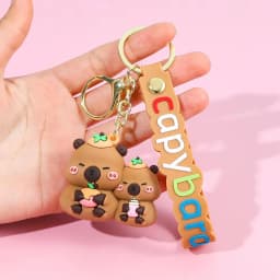 Capybara Keychain PVC Soft Key Accessories Cute Party Gifts for Christmas for Boys and Girls Key Buckles Metal