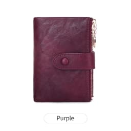 Retro Wallet Women's Short Three Fold Large Capacity Double Zipper ID Credit Card Holder Minimalist Solid Color Lady Coin Purse