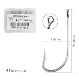100pcs Silver Hooks High Carbon Steel Big Long Shank Fishing Hooks Sea Pint Hook Fishhook Set with Eyes Barb Fishing Accessories