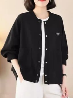 Casual Style plus Size Women's Cardigan Sweatshirt Spring Autumn Fashion Slimming Short Coat for Middle-Aged Mothers
