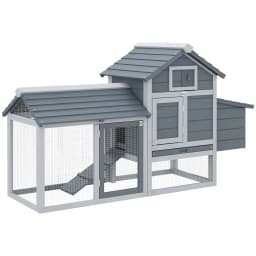 PawHut Small Chicken Coop with Run Hen House Poultry Coops Cages Nesting Box 150.5 x 54 x 87cm