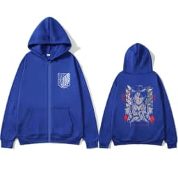 Anime Attack on Titan Levi Ackerman Face Graphic Zipper Hoodie Men Cartoon Manga Merch Zip Up Jacket Men's Oversized Streetwear