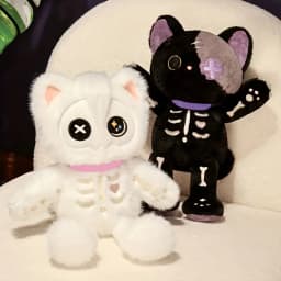 35cm 2 Colors Skeleton Cat Plush Toys Unique Cat Stuffed Animals Halloween Skeleton Cat Plush Doll Eid Mubarak Halloween Gifts