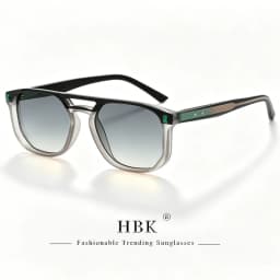 HBK Retro Men's Pilot Sunglasses Flat Top Double Bridge Design Gradient Sunglasses Women's Outdoor Travel Summer Glasses