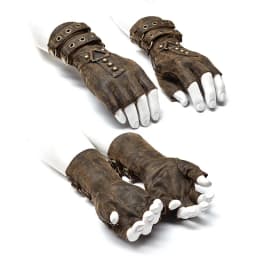 PUNK RAVR Steampunk Men Rivets Fingerless Gloves Inelastic PU Army Style Motorcycle One Pair Military Gothic Dieselpunk Glove