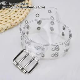 2024 Two Row PVC Clear Belt For Women Fashion Pin Buckle Female White Waist Trousers Transparent Belts Ladies Jeans Grommet Belt