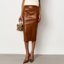 Linad Street Chic Black PU Mid Calf Skirts Women Vintage Slim High Waist Split Skirts 2026 Fashion Zipper Straight Skirt Female
