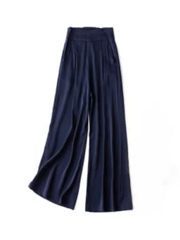 Pocket Design 93% Natural Mulberry Silk Elastic Double Qiao Satin Black Drape Comfortable Women's Fashionable Casual Pants