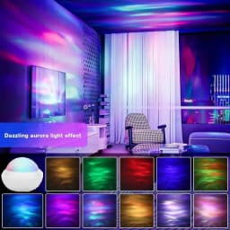 Northern Light Projector RGB Atmosphere Night Light Remote Control USB Aurora Projection Lamp 360° Rotate for Home Party Decor