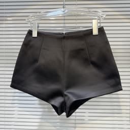 High end 2025 summer new niche solid color satin cotton brocade simple workplace temperament part slim fit shorts