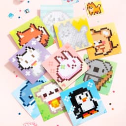 Mr. Paper 23pcs Pixel Coloring Sticker Book - Bead Art Animal Theme, DIY Creative Journal Decor, Fun Collage Stationery Sticker
