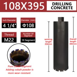 LAANCI Diamond Core Drill Bit Reinforced Concrete Drill Bit Diameter Range 25-200mm Total Length 400mm For Drilling On Concrete