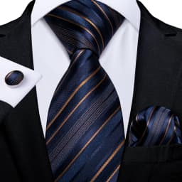 New Formal Ties Classic Blue Striped Necktie Handkerchief Cufflinks Gift For Men Wedding Tie Cravate Gravatas