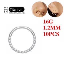 10PCS G23 Titanium Lip Hinged Earrings Hoop Round Tragus Cartilage Helix Segment Ear Nose Ring Body Piercing Jewelry