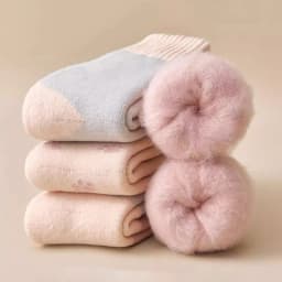 Winter Thicken Fleece-lined Plush Socks for Women Terry Long Sock Cold-resistant Warm Mid-calf Socks Pink Girl Thermal Footwear
