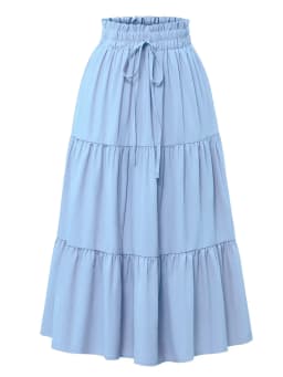 Women's Summer Solid Color Bohemian A-line Midi Skirts 2025 New Female Vacation Casual Loose Faldas