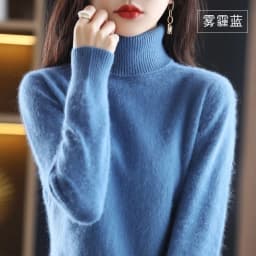 Autumn and winter women's high neck pullover 100% pure mink cashmere sweater knitted soft fashion warm women's clothing