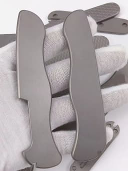 1Pair Titanium Alloy Handle Scales for 111MM Swiss Knife Patch with Slots for Toothpick Tweezers Modification Accessories
