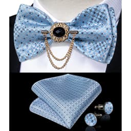 Exqusite Men's Self-tie Bowties Wedding Neck Ties For Man Accessories Cufflinks Hanky Brooch Set Red Black Yellow Blue Bowtie