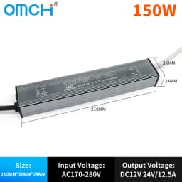 OMCH IP67 Waterproof Power Supply Lighting Transformer AC110V-220V to DC12V 24V LED Driver, 10W 20W 30W 50W 100W Outdoor Adapter