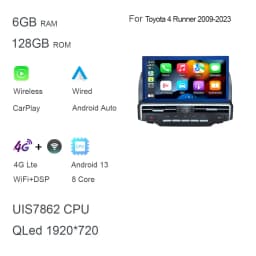 13" CarPlay Auto Android 13 Car Radio For Toyota 4 Runner 4runner 2009-2023 Car stereo Multimedia Player GPS Navigation WiFi